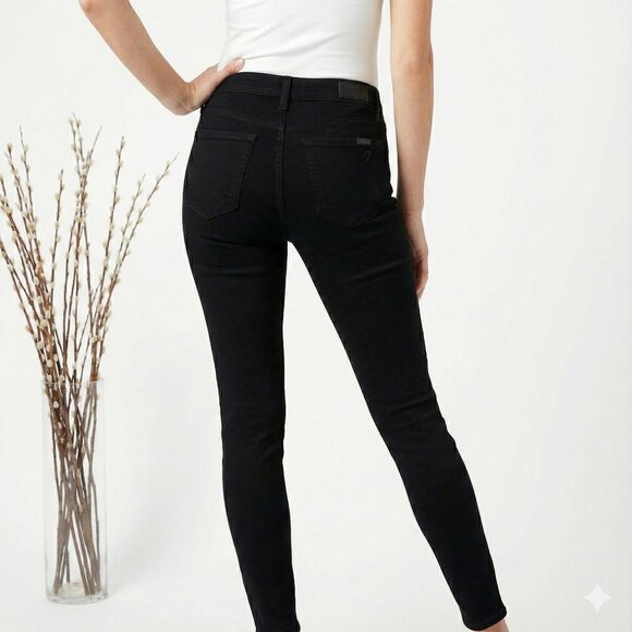 7 For All Mankind High Waist Ankle Gwenevere Skinny Jeans with Raw Hem - Picture 2 of 6